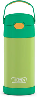 THERMOS FUNTAINER Water Bottle with Straw - 12 Ounce - Kids Stainless Steel Vacuum Insulated Water Bottle with Lid, Lime/Orange