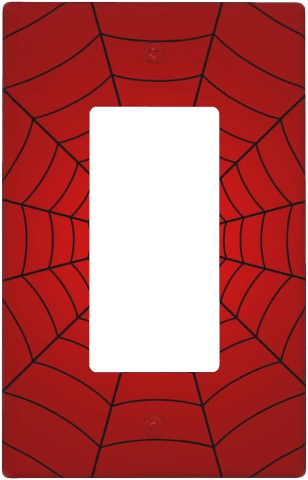 Red Spider Web 1-Gang Rocker Wall Plate, Hero Theme Cartoon Switch Plate for Boys Bedroom, Game Room & Man Cave