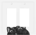Peeping Black Cat Cute Animals Decorative Outlet Covers 2 Gang Double GFCI Rocker Electrical Wall Panels Light Switch Cover Plate for Kids Room Home Decor