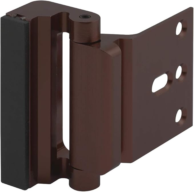 Prime-Line U 11441 Door Reinforcement Lock – Add Extra, High Security to your Home and Prevent Unauthorized Entry – 3” Stop, Aluminum Construction, Red Bronze (Single Pack)