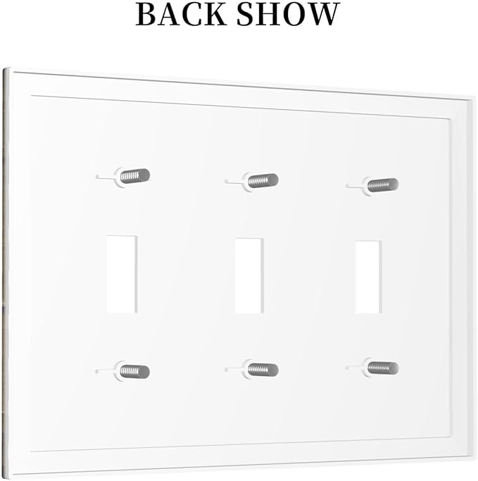 Rustic Flowers Daisy Floral White Wooden Planks Decorative Switch Plates 3 Gang Wall Plate Triple Toggle Light Switch Cover Faceplate Electrical Wall Panels for Farmhouse Home Decor
