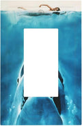 Swimming Woman Funny Shark Blue Ocean Decorative Outlet Covers 1 Gang Single Rocker Light Switch Cover Plate Wall Plates GFCI Faceplate for Kids Room Bedroom Decor