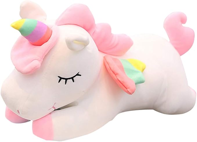 Unicorn Stuffed Animal, Soft Unicorn Plush Hugging Pillow Toy Gifts for Kids (White, 15.7 in)