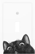 Peeping Black Cat Cute Animals Decorative Light Switch Cover 1 Gang Single Toggle Device Electrical Faceplate Switchplates Decorator Outlet Wall Plate for Kids Room Home Decor