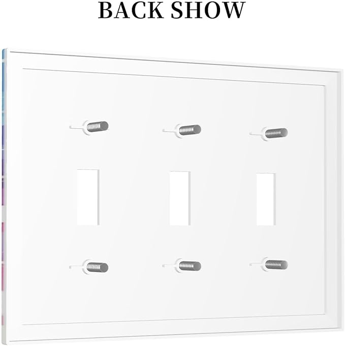 Light Switch Cover Plate Rainbowcolored Rays With White Stars 3 Gang Triple Toggle Decorative Switch Plates Wall Plates Electrical Switchplate Faceplate for Nursery Home Decor