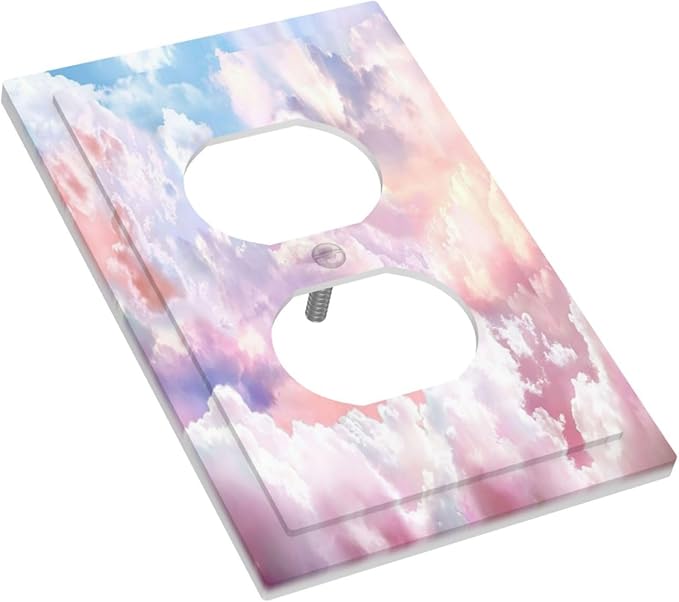 Colorful Abstract Clouds 1 Gang Wall Plate Single Duplex Outlet Cover Receptacle Decorative Light Switch Cover Plate Electrical Faceplate Socket for Bedroom Bathroom Kitchen Decor