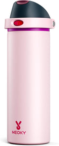 24 oz Insulated Water Bottle for Sports: Meoky Stainless Steel Water Bottle with Straw and Spout Lid - Leak Proof, Cold for 24 Hours, Fits in Car Cup Holder, BPA-Free for Women Travel, Dreamy Field