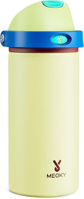 18 oz Insulated Water Bottle for Teens: Meoky Kids Water Bottle with 2-in-1 Straw and Spout Lid - Leak Proof, Cold for 24 Hours, BPA-Free for Boys Girls School Sports, Buttercup