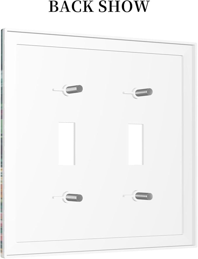 Decorative Switch Plate Cover with Wildflowers & Stars Botanical Floral Art Design 2 Gang Wall Plate Unique Double Toggle Double Light Switch Covers for Garden Theme Wall Decor