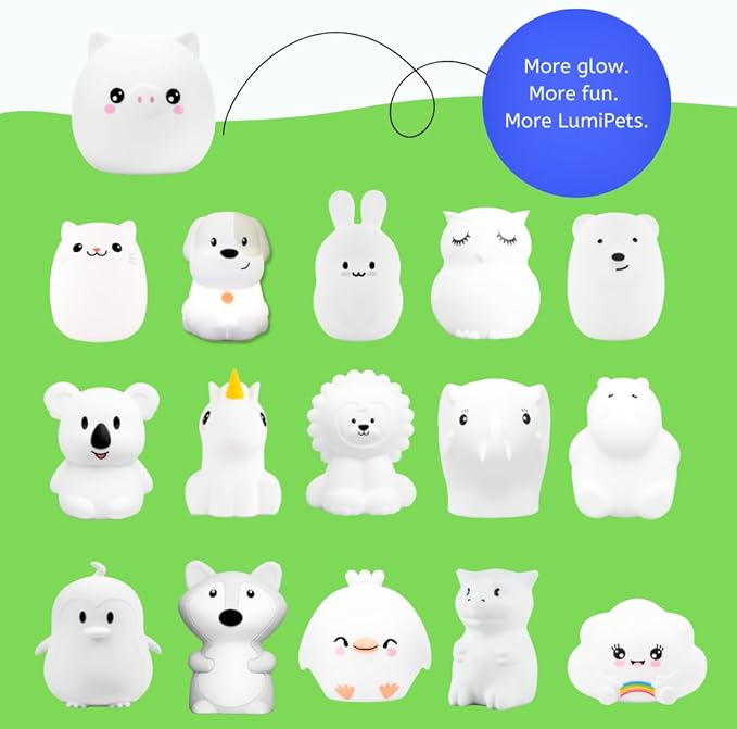 Lumipets Remote Control Silicone Night Light for Kids - Pig Design with 9 Soft Colors & Sleep Timer - Rechargeable, Battery-Operated Lamp for Bedroom | Baby Nursery, Toddler, Girls, Boys