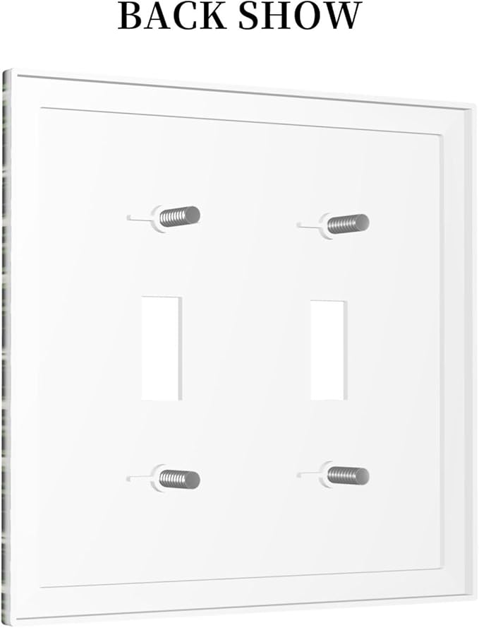 Boho Floral Green Leaves White Flowers Decorative Switch Plates 2 Gang Double Toggle Outlet Light Switch Cover Wall Plate Electrical Faceplate for Farmhouse Bed Room Decor