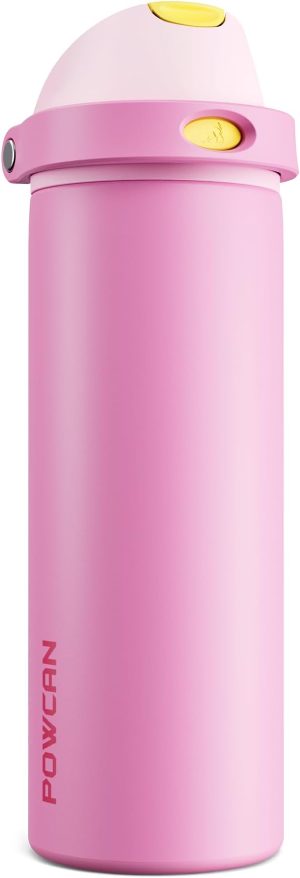 POWCAN 24 oz Steel Water Bottle: 2-in-1 Push-Button Spout & Quick-Flip Straw, Leakproof, Cold 24Hrs, Fits Car Cup Holder, Insulated Cup for Sports, Travel, School, Gift for Women, Girls (Rose Slumber)