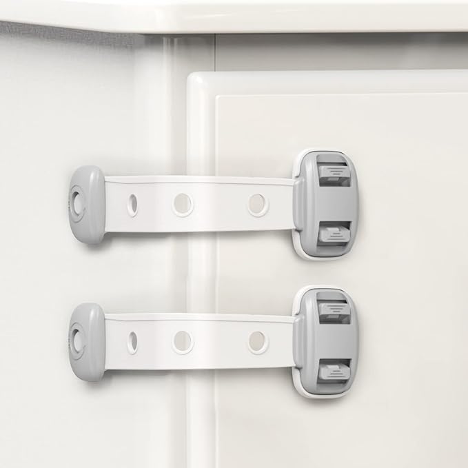 Baby Proofing Child Safety Locks(3 PCS) - Cabinet Locks for Babies,Adhesive Cabinet Latches, Multi-Purpose for Fridge Drawers,Ovens Toilet Seats,Trash Can, No Drilling (3 Count)