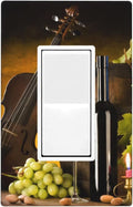 Grape Wine Violin 1-Gang Rocker Wall Plate, Autumn Still Life Switch Plate for Kitchen, Dining Room, Wine Corner & Home