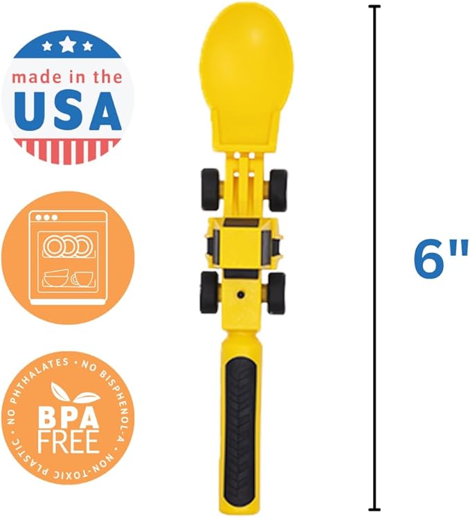 Constructive Eating Plate and Utensils Set - USA-Made Toddler Dinnerware with Divided Plates (Construction)