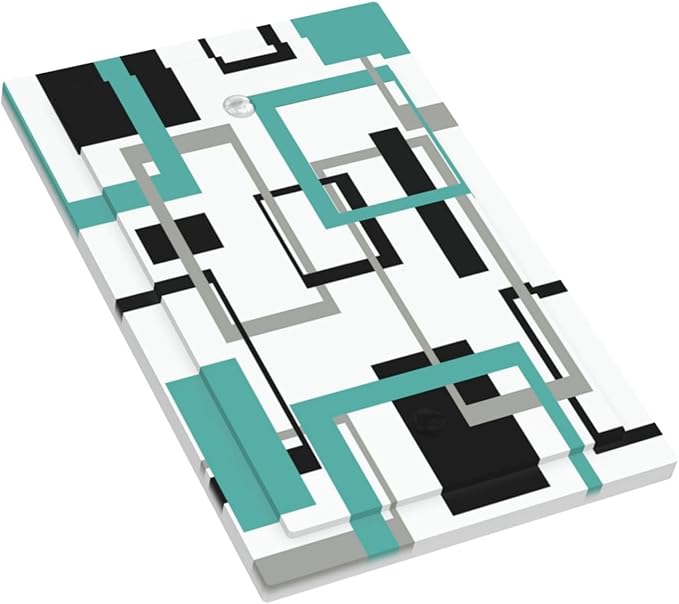 Geometric Turquoise Black Gray Modern Abstract Boho Light Switch Cover Plate 1 Gang No Device Blank Electrical Wall Plates Faceplate Decorative Switch Plate Covers for Office Nursery Decor