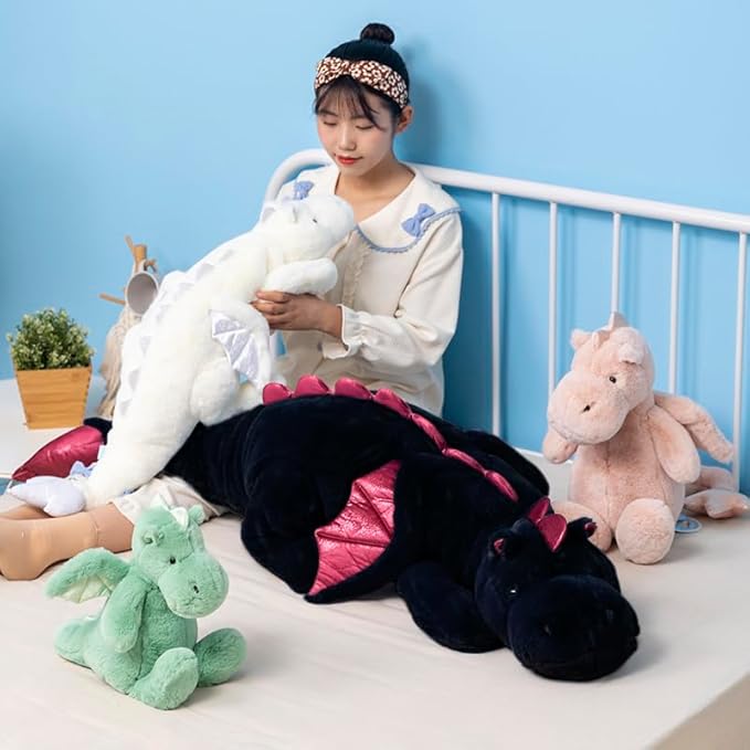 Black Weighted Stuffed Animals 10Lbs 35.4", Weighted Dragon Stuffed Animal for Kids and Adults, Heavy Weighted Stuffed Animals for Comfort and Relaxation