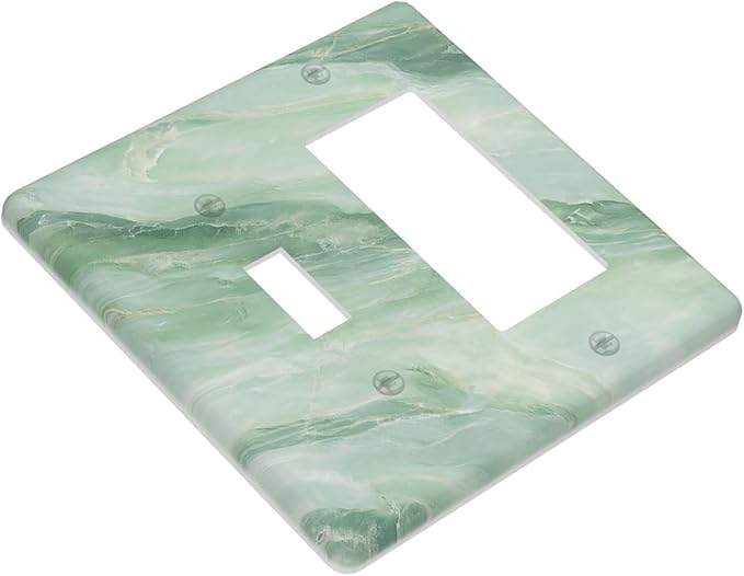 Outlet Covers Green Marble Pattern 1 Toggle 1 Rocker Combo Light Switch Cover Plate Decorative Switch Plate Covers Electrical Wall Plate for Home Bedroom Decor