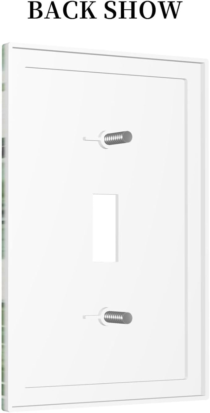 Green Tropical Palm Leaves Decorative Single Toggle Decorator Light Switch Cover Plate 1-Gang Summer Nature Hawaiian Plant Greenery Banana Leaf Electrical Receptacle Face Outlet Plug Wall Plate Cover