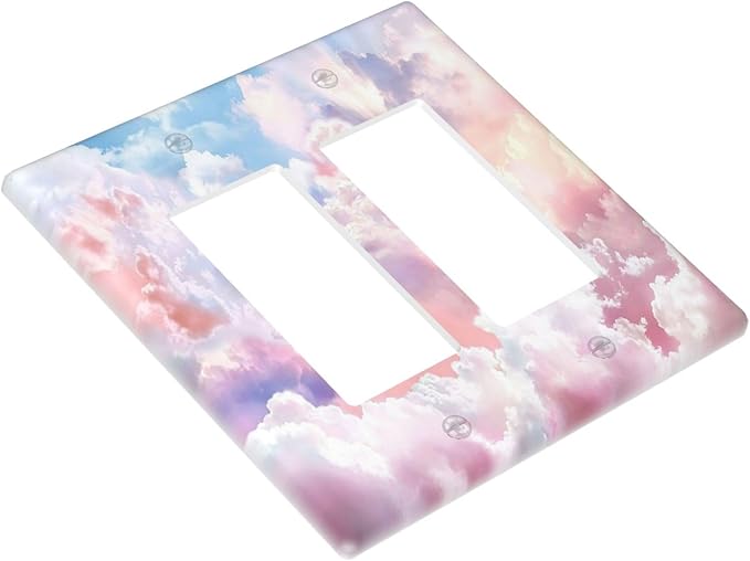 Colorful Abstract Clouds Light Switch Plate Cover 2 Gang Double Rocker Wall Plates Electrical Faceplates Decorative GFCI Outlet Covers for Bedroom Bathroom Kitchen Art Decor