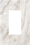 Abstract Luxury White Marble Texture Decorative Outlet Covers 1 Gang Single Rocker Light Switch Cover Plate Wall Plates GFCI Faceplate for Bathroom Kitchen Living Room Decor