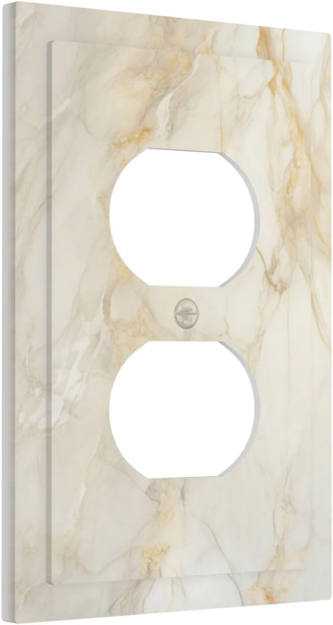 Decorative Outlet Covers Beige Gold Marble Abstraction Morden Art 1 Gang Duplex Light Switch Cover Plate Electrical Switch plates WallPlates Socket Covers for Kitchen Bathroom Decor