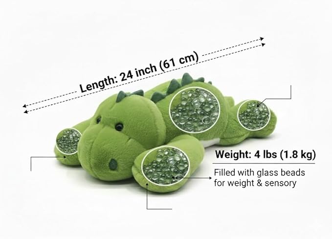 FoxVilla Weighted Stuffed Animals, Large Weighted Plush Stuffed Animals for Adults, Cute Soft Weighted Plush Throw Animal Pillow Toy, Birthday Gifts for Adults Kids (Dinosaur, Large)