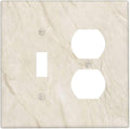 White Taupe Marble Abstract Luxury Wallplates 1 Toggle 1 Duplex Switch Plate Electrical GFCI Faceplate Decorative Light Switch Covers for Bathroom Kitchen Home Decor