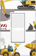 Construction Truck 1-Gang Rocker Wall Plate, Excavator Truck Vehicle Switch Plate for Boys Room, Kids Room & Playroom