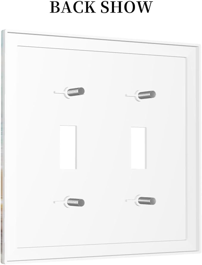 Beach Coastal Seashore Sea Starfish Shell Sand Decorative Switch Plates 2 Gang Double Toggle Outlet Light Switch Cover Wall Plate Electrical Faceplate for Bathroom Home Decor
