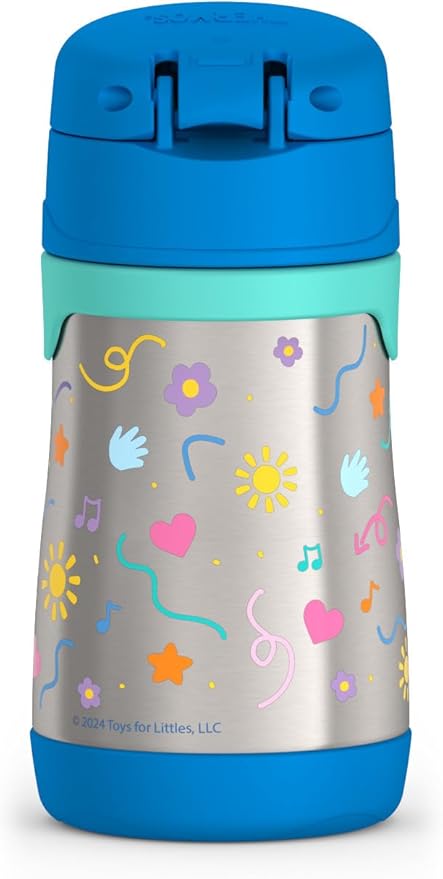 Thermos Baby 10 oz. Stainless Steel Bottle with pop-up straw, Ms. Rachel