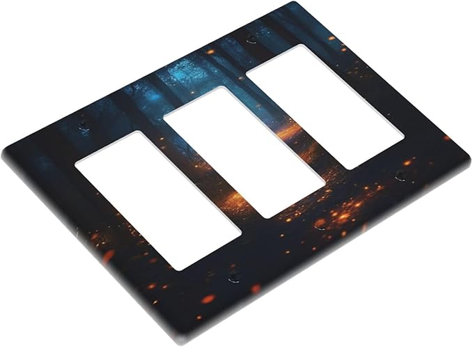 Decorative Art Light Switch Covers Enchanted Glowing Forest 3 Gang Triple Rocker Outlet Switch plate GFCI Faceplate GFCI for Home Decor