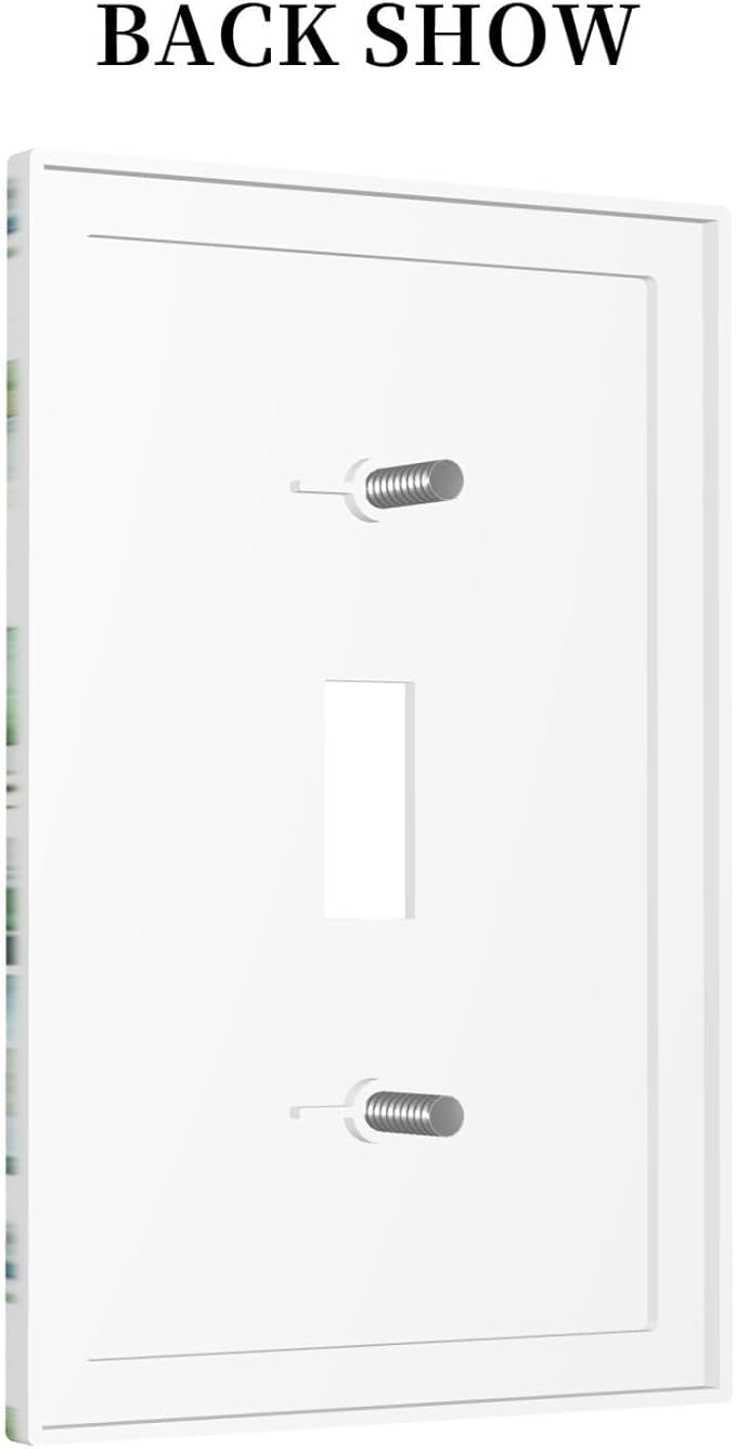 Green Olive Sage Eucalyptus Leaves Single Toggle Light Switch Plate Outlet Cover Decorative One Device Wall Plate 1-Gang Electrical Switch Faceplate