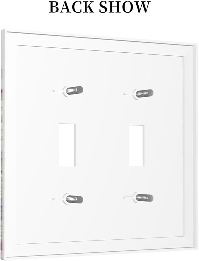 Decorative Switch Plates Boho Wildflower Colorful Floral Butterfly 2 Gang Double Toggle Outlet Light Switch Cover Wall Plate Electrical Faceplate For Bed Room Living Room Decor