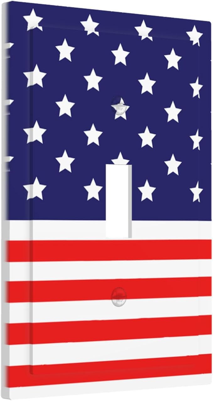 American Flag 1-Gang Toggle Light Switch Plate, Patriotic Stars & Stripes 4th of July USA Pride Decorative Wall Plate for Holiday Decor