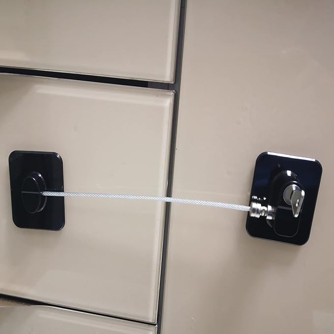 YEYA Upgraded Refrigerator Lock 2 Pack with Key, Mini Fridge Lock for Kids, Child Safety Cabinet Doors