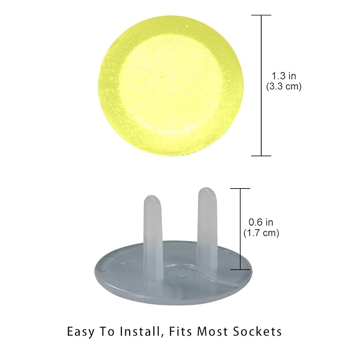 Pure Luminous Yellow Color Outlet Plug Covers - 12/24 Pack Safety Electrical Plug Protectors