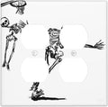 Outlet Covers Skeleton Basketball Funny Skull Stick Figure 2 Gang Double Duplex Decorative Light Switch Covers Electrical Wallplates Socket Faceplate For Home Office Decor