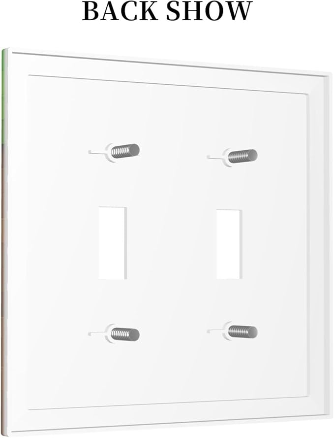 Pixel Style Gamer Themed Grass Block Decorative Switch Plates 2 Gang Double Toggle Outlet Light Switch Cover Wall Plate Electrical Faceplate for Kids Room Office Home Decor