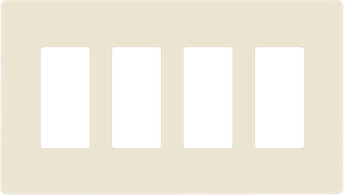 ENERLITES Screwless Decorator Wall Plates Child Safe Outlet Covers, Gloss Finish, Medium Size 4-Gang 4.88" H x 8.58” L, Unbreakable Polycarbonate Thermoplastic, SI8834M-LA, Light Almond
