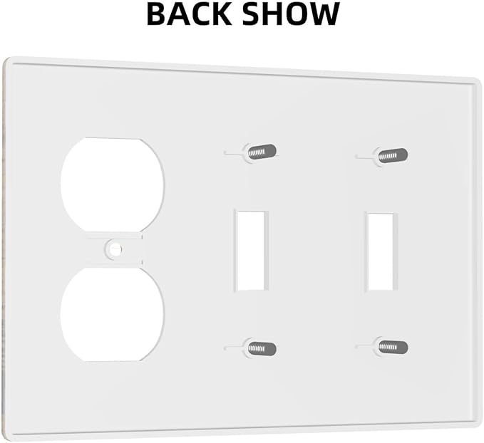 Country Forest Pine Tree Woodland Woods 3-Gang 2-Toggle 1-Duplex Device Combination Wall Plate, Retro Vintage Wood Wooden Three Gang Combo Two Toggle/One Duplex Receptacle Outlet Light Switch Cover