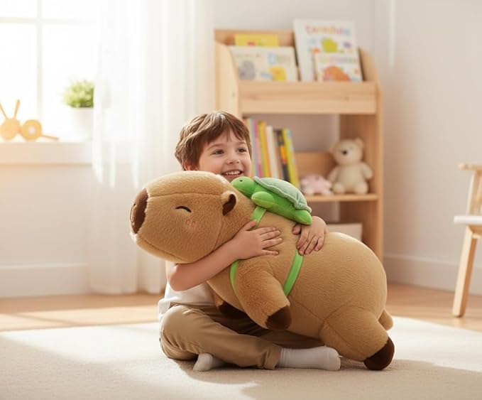 FoxVilla Weighted Stuffed Animals, Large Weighted Plush Stuffed Animals for Adults, Cute Soft Weighted Plush Throw Animal Pillow Toy, Birthday Gifts for Adults Kids (Capybara, Large)