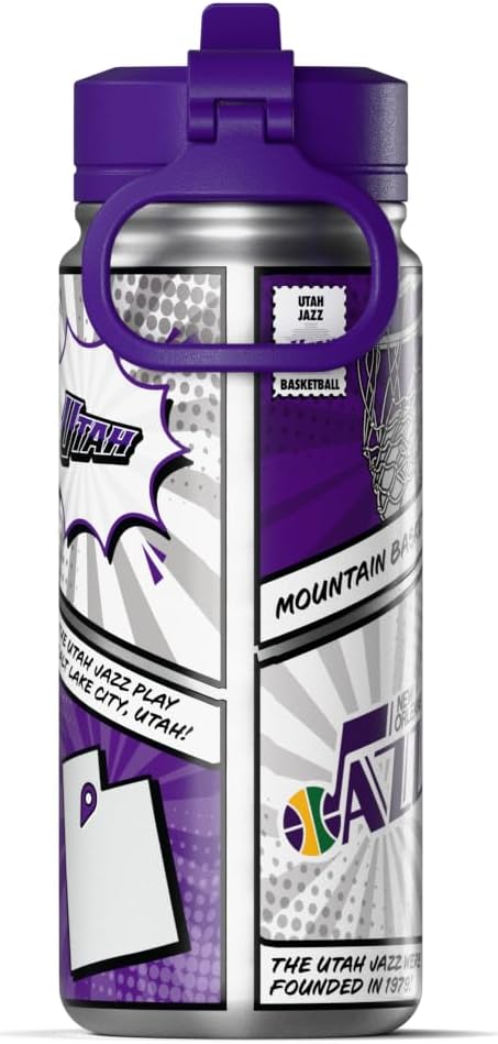 Hydrapeak x NBA Utah Jazz 20 oz Stainless Steel Water Bottle, Officially Licensed Double Wall Insulated Sports Bottle with Straw Lid, Reusable Leakproof Gift for Kids & Adults