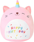 SQEQE Cat Plush Toy Unicorn Cat Stuffed Animal Cute Birthday Plushies Pillow Soft Plushie Doll Gifts for Kid Decor(Pink Caticorn, 14 Inch)
