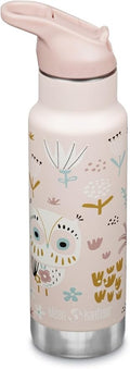 Klean Kanteen 12 oz Classic Kid's Insulated Water Bottle with Flip Seal Sport Cap - 100% Leakproof Cap - BPA-Free - Stainless Steel Material - Owlet