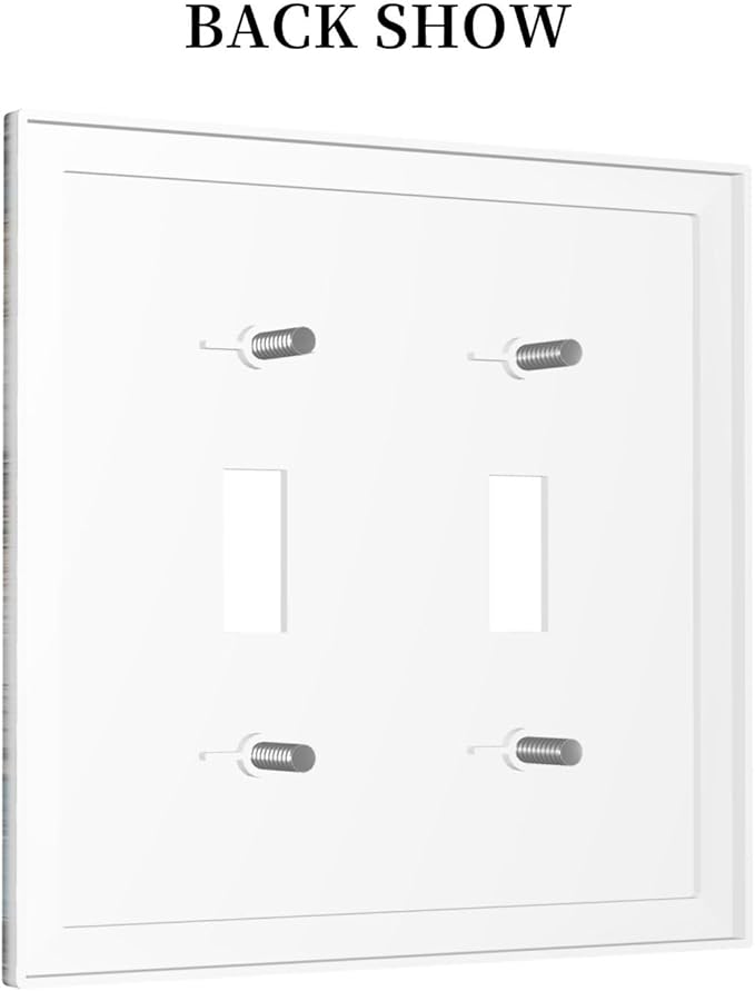 Western kitchen Teal Blue Wood Old Garage Style Decorative Double Toggle Light Switch Covers Retro Rustic Country Farmhouse Barn Electrical 2-Gang Receptacle Outlet Face Wall Plate Cover Jumbo Size