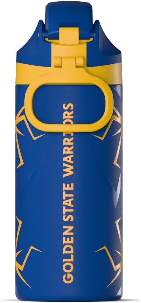 Hydrapeak x NBA Officially Licensed Golden State Warriors Oasis 20 oz Insulated Kids Water Bottle, Stainless Steel Water Bottle Kids with Chug Lid, Push Button