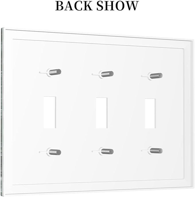 Decorative Switch Plates Forest Marble Dark Green With White Vein 3 Gang Wall Plate Triple Toggle Light Switch Cover Faceplate Electrical Wall Panels For Bathroom Kitchen Decor
