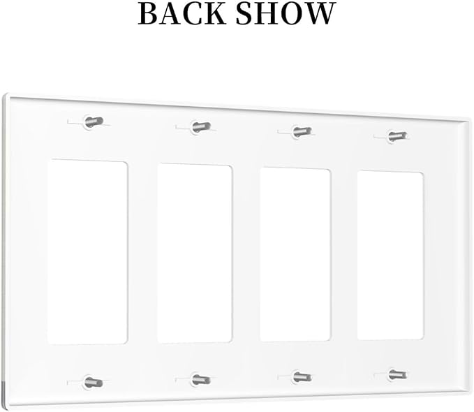 Abstract Geometric 4 Gang Light Switch Cover Modern Squares Quad Rocker Outlet Covers Switchplates GFCI Wall Plate Decorative Electrical Faceplate for Bedroom Kitchen Home Decor