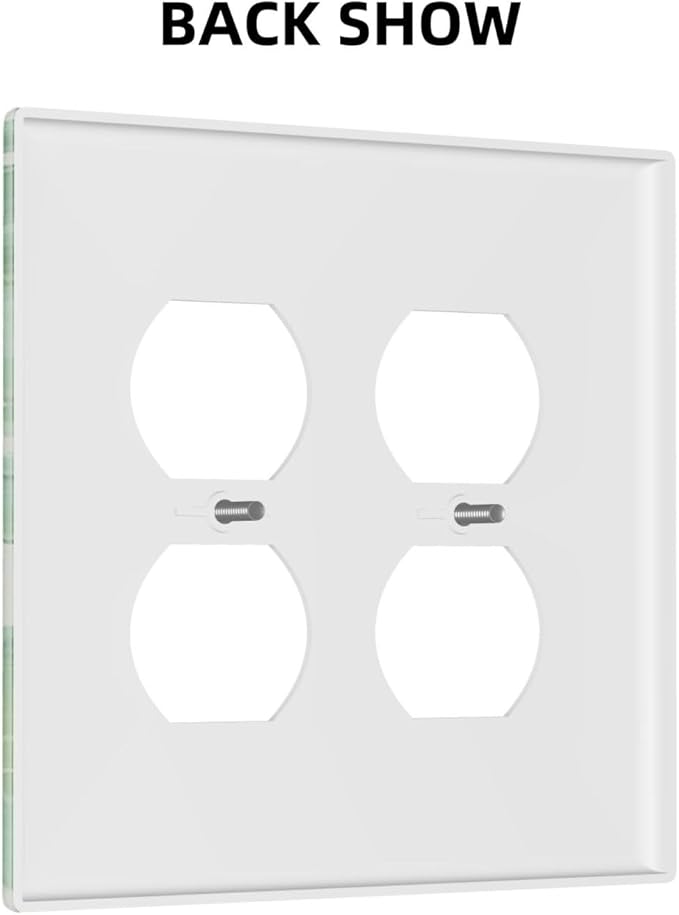 Outlet Covers Tropical Palm Tree Leaf Green Plant 2 Gang Double Duplex Decorative Light Switch Covers Electrical Wallplates Socket Faceplate For Bed Room Living Room Decor